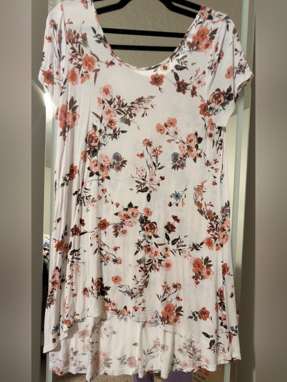 Daytrip White Floral High-Low Dress with Coral and Brown Blooms